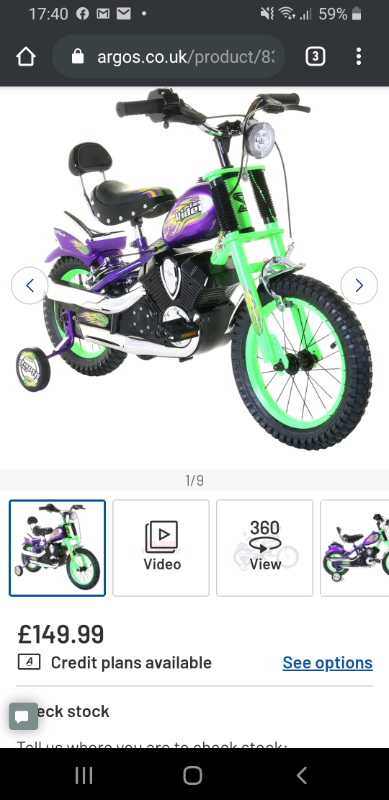 argos chopper bike